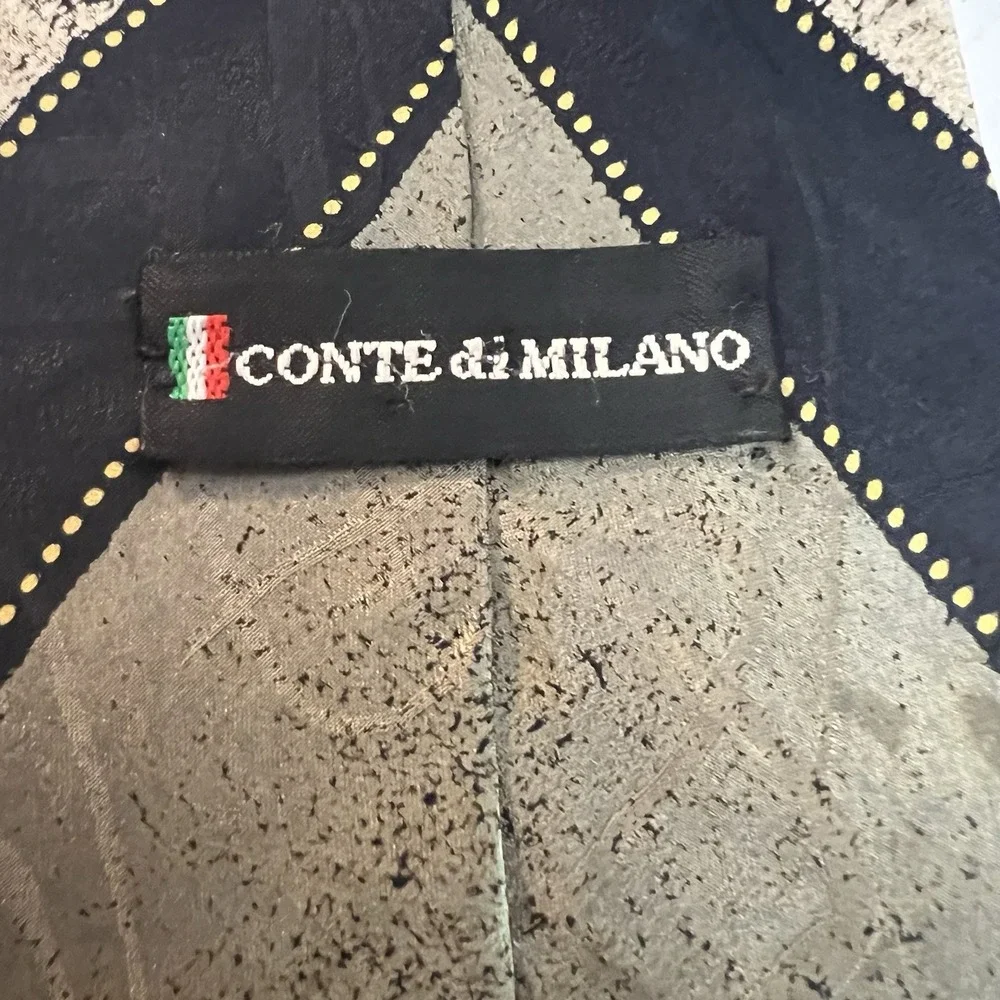 Conte di Milano Mens Tie Italian Silk Necktie Gentleman Geometric Italy Neckwear